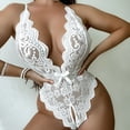 thumbnail image 5 of Lencería blanca Sexy sin entrepierna para mujer, body hueco de encaje, disfraces eróticos, vestido Babydoll de peluche, sujetador abierto en V profundo, ropa interior porno, 5 of 5