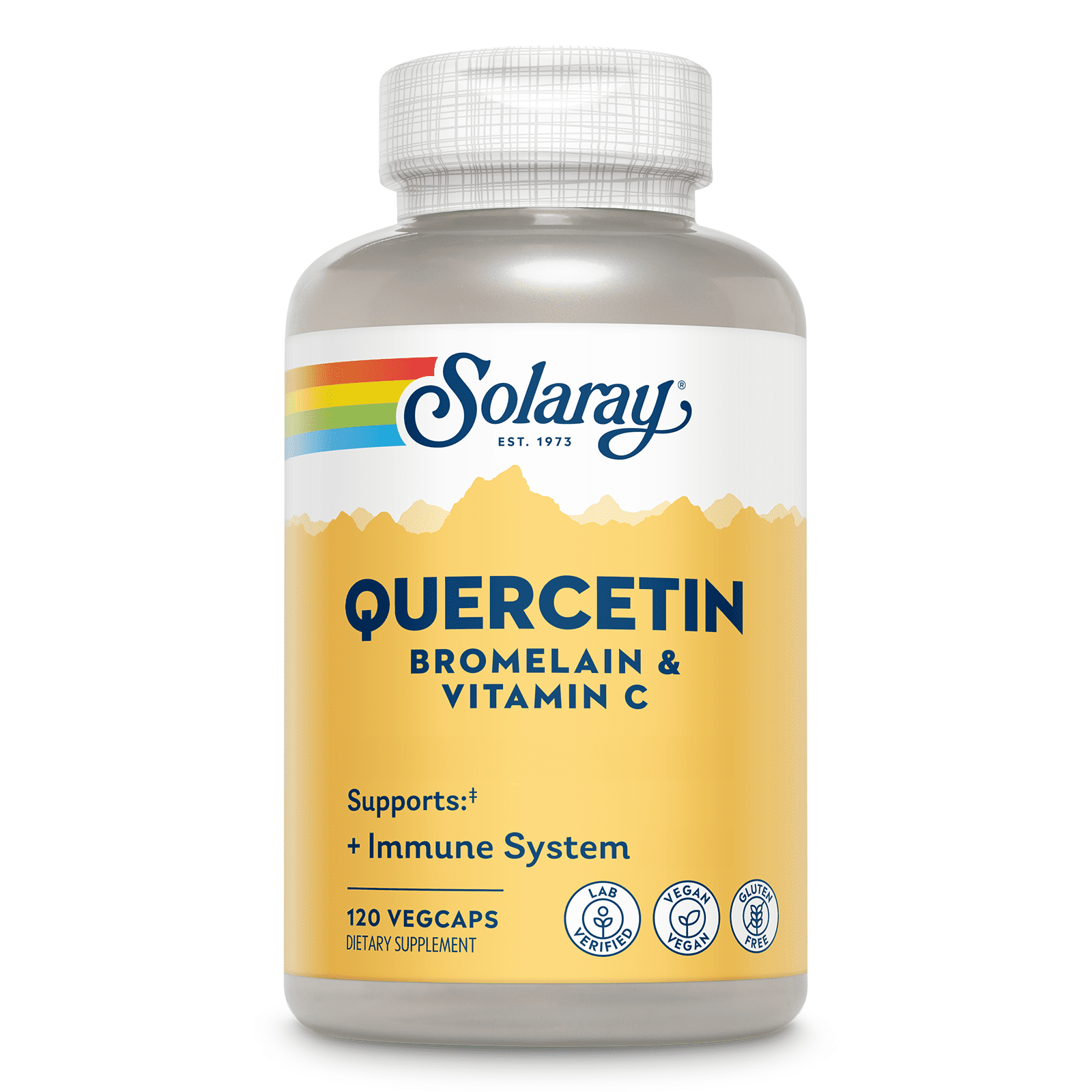 SOLARAY Quercetin with Bromelain and Vitamin C - Immune Support Supplement - Antioxidant and Heart Health Complex with Quercetin 500mg and 1235mg Vit C - Vegan, 60-Day Guarantee