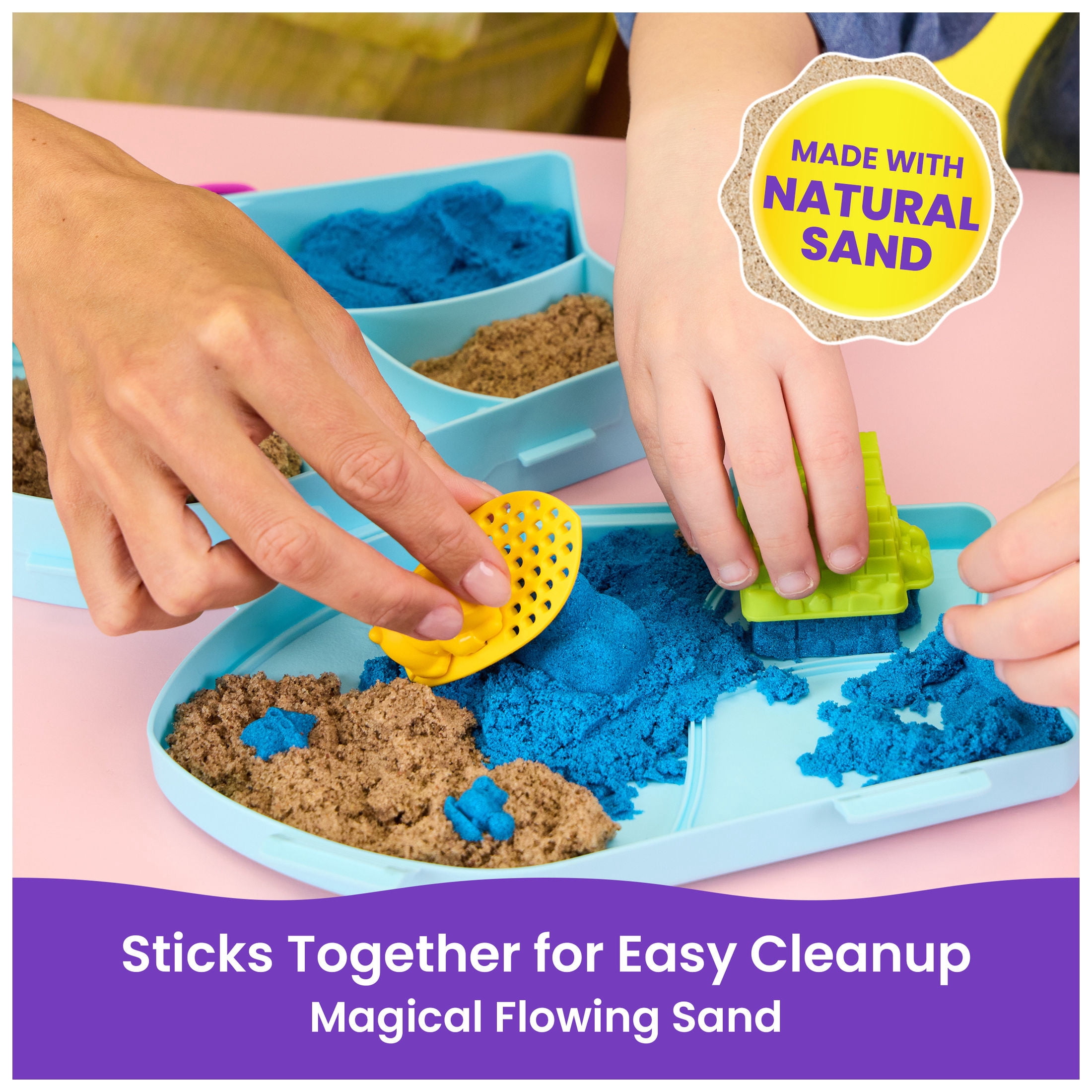 Kinetic Sand, Surf 'N Sand Paradise Playset with 10 oz Play Sand, 3 Tools & Molds