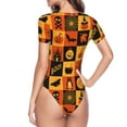 thumbnail image 4 of Easygdp Halloween Banner Symbols Women's One-Piece Swimsuit Slim Fit Crew Neck Bodysuit Athletic Swimwear with Concealed Buckle - Medium, 4 of 9
