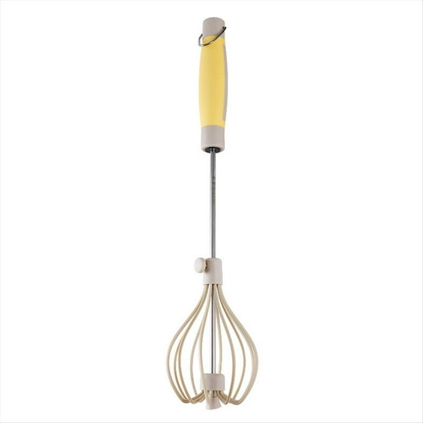 1 Batidor Semiautomático de Acero Inoxidable, Batidor de Huevos Automático Giratorio, Mezclador Manual, Herramienta Agitadora, Agitador de Huevos Manual