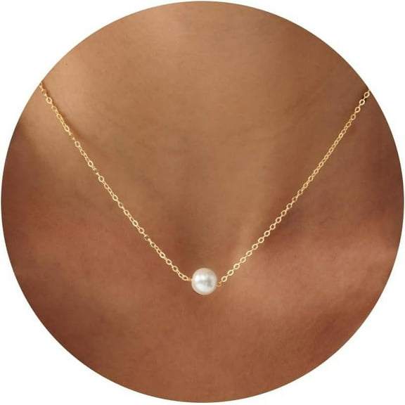 Pearl Necklaces For Women - 14K Gold Filled Dainty Pearl Necklace Pearl Y Necklace Pearl Pendent Necklace Prom Necklace 16" 2"[o7315]