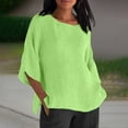 thumbnail image 2 of WEIYLL Women's T Shirts Solid Color Crew Neck 3/4 Sleeve Green Tees Sizes S, 2 of 5