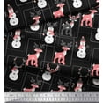 thumbnail image 3 of Soimoi Black Cotton Voile Fabric Baubles,Reindeer & Snowman Cartoon Print Sewing Fabric Yard 42 Inch Wide, 3 of 3