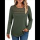 thumbnail image 2 of Blusas de Larga para Mujer, Blusas Elegantes e Informales, Camisetas de Encaje para Negocios, Moda de Otoño 2025. Verde M, 2 of 7