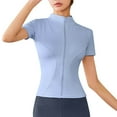 thumbnail image 1 of Chaqueta deportiva ajustada de manga corta con cuello alto y chaqueta de yoga de alta elasticidad para mujer - Material suave y duradero, diseño sólido y moderno, 1 of 5