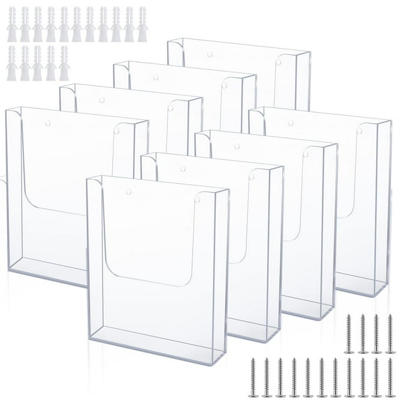 Ripeng 8 Pack Brochure Holder Wall Mount 8.5 x 11 Inch Clear Flyer Holder Acrylic Magazine Booklet Display Stand Plastic File Mail Pamphlet Holder Literatu