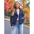 thumbnail image 5 of Women Faux Leather Jackets Suede Fall Fashion Outfits Winter Clothes Open Front Cropped Coat Outwear Blue S, 5 of 8