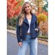 thumbnail image 5 of Chaquetas de Piel Sintética para Mujer, Estilo Ante, Ideales para Otoño e Invierno. Abrigo Corto Abierto por Delante. Azul XXL, 5 of 8