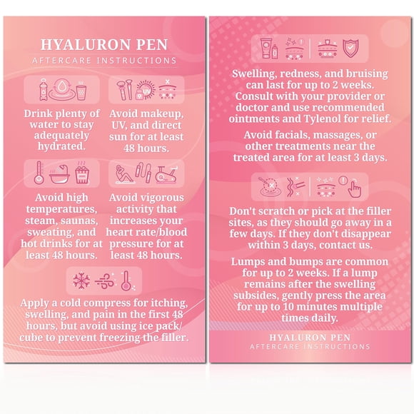 Havongki - Paquete de 100 - Pluma de hialurón premium Relleno de labios Tarjeta de instrucciones de cuidado posterior 2 x 3.5" Accesorios Suministros Kit Cuidado - HP01A100_N