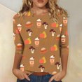 thumbnail image 1 of Pulls Pulls pulls Vêtements Vêtements Mode d'Automne Confortables Décontractés 2023 Mode Femmes Halloween Impression en Vrac T-shirt Manches 3/4 Col Rond Chemise Décontractée, 1 of 5