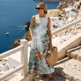 thumbnail image 3 of Xoenoiee Koi Fish Lotus Leaf Print Summer Dresses for Women 2026, Sleeveless Crewneck Maxi Dress with Pockets, Cotton Linen Loose Fit Sundress for Beach Vacation and Resort Wear, Size S, 3 of 7