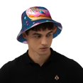 thumbnail image 4 of Kll Starry Sky Colorful Donut Bucket Hat for Women Men Packable Travel Beach Sun Hat Outdoor Rave Accessories Reflective Fisherman Cap, 4 of 6