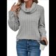 thumbnail image 1 of Suéter Tipo Túnica de Cuello Alto para Mujer, de Larga, de Punto Acanalado, Cómodo, Holgado, Informal, para Otoño Gris L, 1 of 7