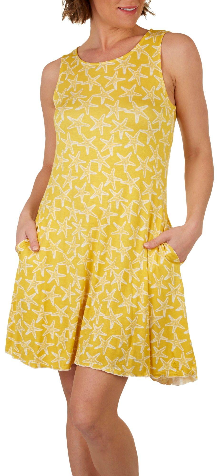 Cupio Womens Pocketed Starfish Dress 