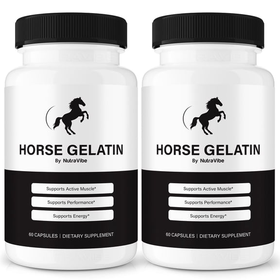 (2 Pack) Horse Gelatin – Original HorseGelatin Capsules with a Natural Daily Blend for Wellness |Clean, Gentle, Easy-to-Swallow Pills (120 Capsules)