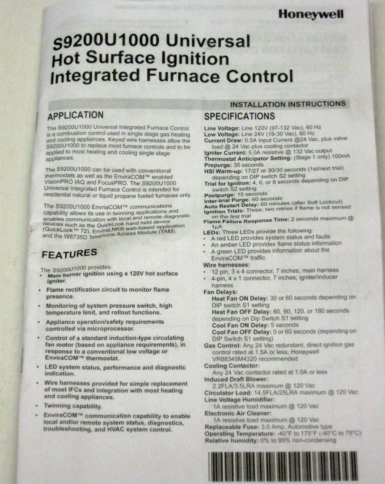 S9200U1000 Honeywell Hot Surface Ignition Control Board - Walmart.com