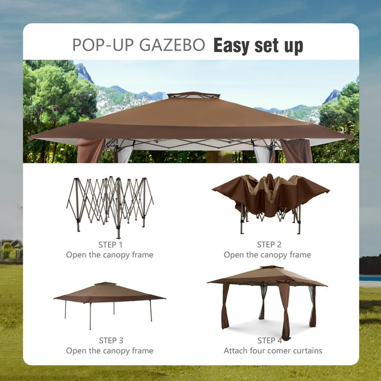 Alpha Joy 13'x13' Waterproof Outdoor Pop Up Canopy Tent, Weather