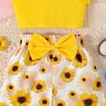 thumbnail image 6 of Gubotare Girl Baby Clothes Toddler Baby Girl Outfits Floral Summer Clothes Infant Spring Short Sleeve Shirt Tops Cute Shorts Set 6 9 12 18 24 Months 2T 3T 4T 5T (Yellow,6-7 Years), 6 of 7