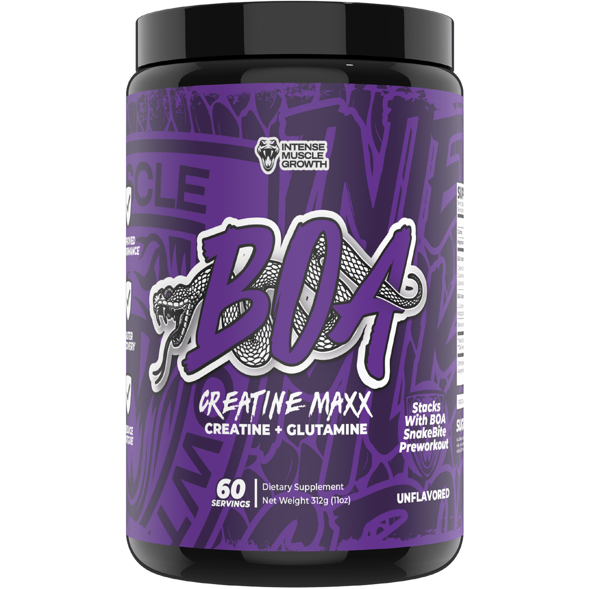 BOA Creatine Maxx Powder – Creatine & Glutamine Blend for Strength, Recovery & Performance Support – Unflavored – 60 Servings