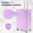 thumbnail image 5 of Zimtown 3 Piece Luggage Set, Carry on Suitcase Sets Hardside Lightweight Spinner with TSA Lock, Purple, 5 of 16