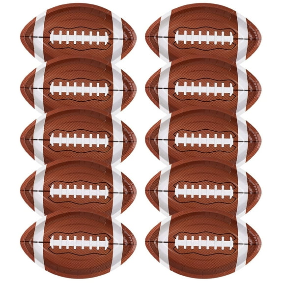 1 Pc Football Oval Plates Large Football Paper Plates Disposable Heavy Duty Football Birthday Party Decorations for Football Theme Party Supplies Sports Game Tailgate Party Decor, 9.4"x5.9", Coffee