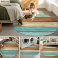 thumbnail image 5 of Small Round Rug 3Ft Washable Non-Slip, Farmhouse Aqua Brown Circle Area Rugs for Living Room Bedroom, Vintage Wooden Striped Indoor Floor Mats Carpet Runner for Home Decor, 5 of 8