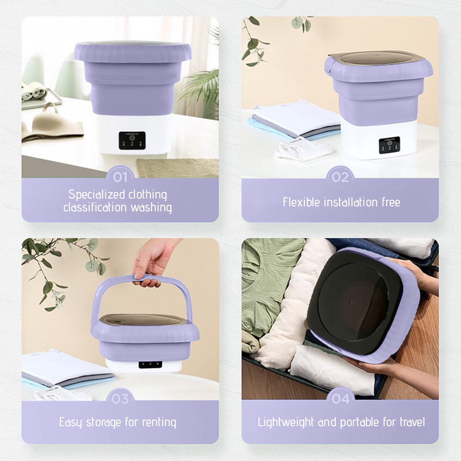 Pxyqht Portable Mini Washing Machine Compact Washer for Underwear Baby Clothes Ideal for Apartments Camping Travel with Dehydration Function and Intelligent Digital Display