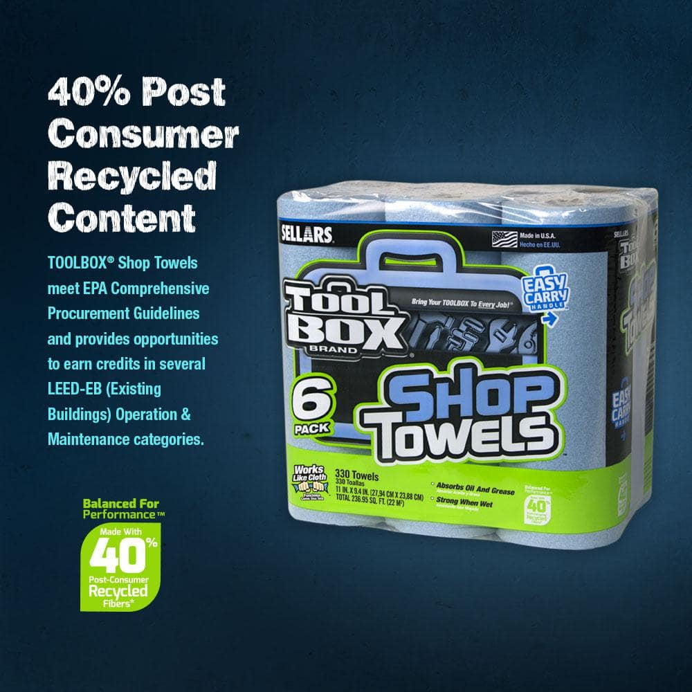 TOOLBOX Z400 Blue 55-Count Roll of Shop Towel Cleaning Wipes (6-Pack)