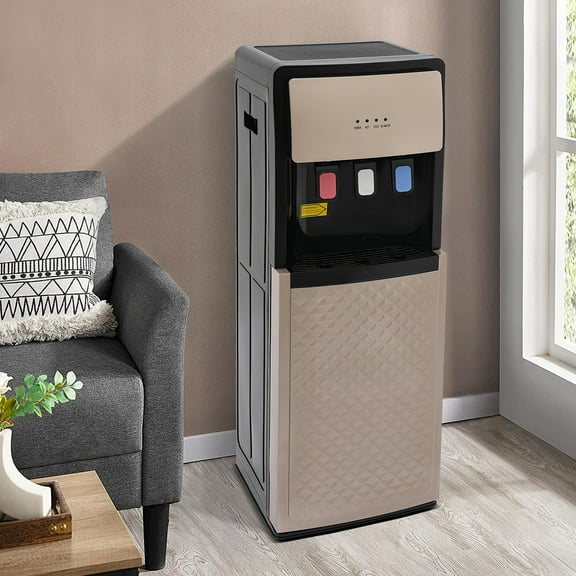 Bottom Loading Water Cooler Dispenser for 5 Gallon Bottles - 3 Temperature Settings - Hot(85-95℃/185-203℉), Cold(5-10℃/41-50℉) & Room Water, Champaign Gold