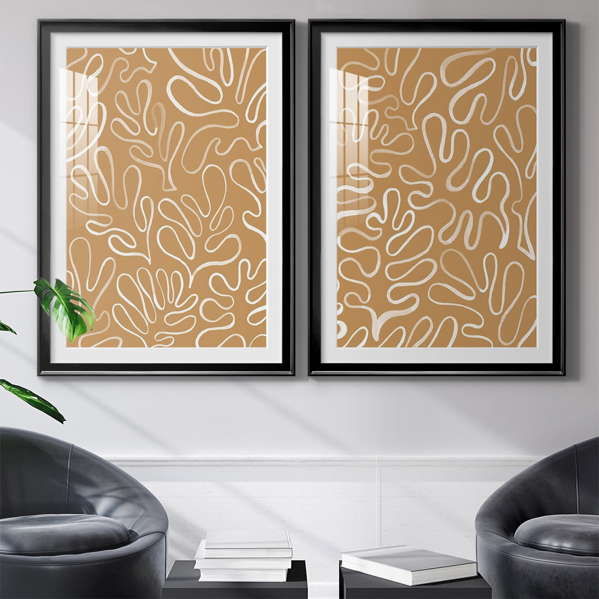 Wexford Home Matisse Pieces I Premium Framed Print, 30.5" x 42.5" - Ready to Hang, Black (Set of 2)