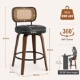 thumbnail image 2 of SESSLIFE Swivel Bar Stools Set of 2, 25.6" Counter Height Barstools with Black PU Leather, Curved Backrest & Footrest, Mid-Century Modern Kitchen Stools for Kitchen Island, 2 of 8