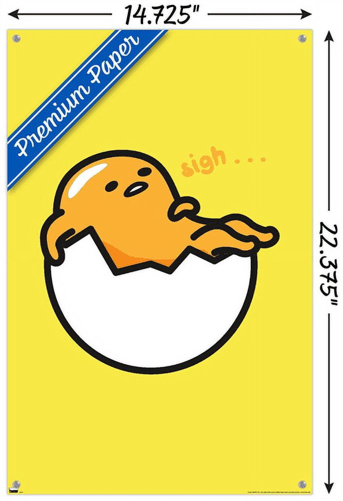 Gudetama - Sigh Wall Poster with Push Pins, 14.725" x 22.375"