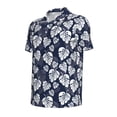 thumbnail image 2 of Balery White Leaves Printed Men’s Short Sleeve Polo Shirt, Midweight Men's Shirt,Golf Polo shirts -Large, 2 of 9