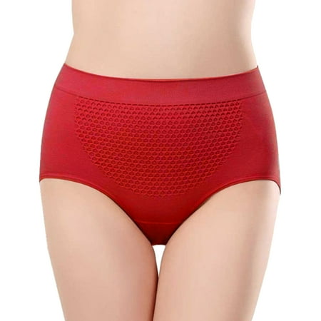 YHGFVOKJ Womens Underwear Sexy High Waist Solid Hipster Tangas No Show Brief Bikini Stretch Custom Panties Cotton Thongs Women Underwear Pack Red One Size