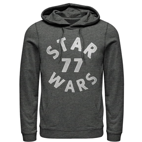 Men's Star Wars Distressed 1977 Logo Pull Over Hoodie Charcoal Heather X Large