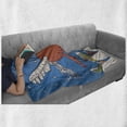 thumbnail image 6 of Horse Soft Flannel Fleece Blanket, Vector Illustration of Horse with Wings and the Buildings in Snowy Winter, Cozy Plush for Indoor and Outdoor Use, 70" x 90", Dark Orange and Blue, by Ambesonne, 6 of 6