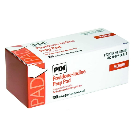 PDI B40600 PVP Iodine Prep Pad Medium 1.1875 in. x 2.625 in. (Box of 100)
