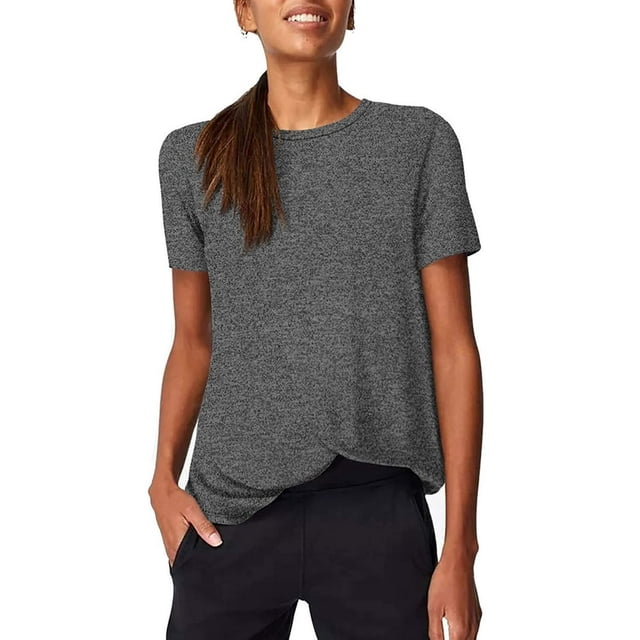 Womens Open Back Yoga Tops Short Sleeve Loose Fit Activewear Muscle Tops Workout