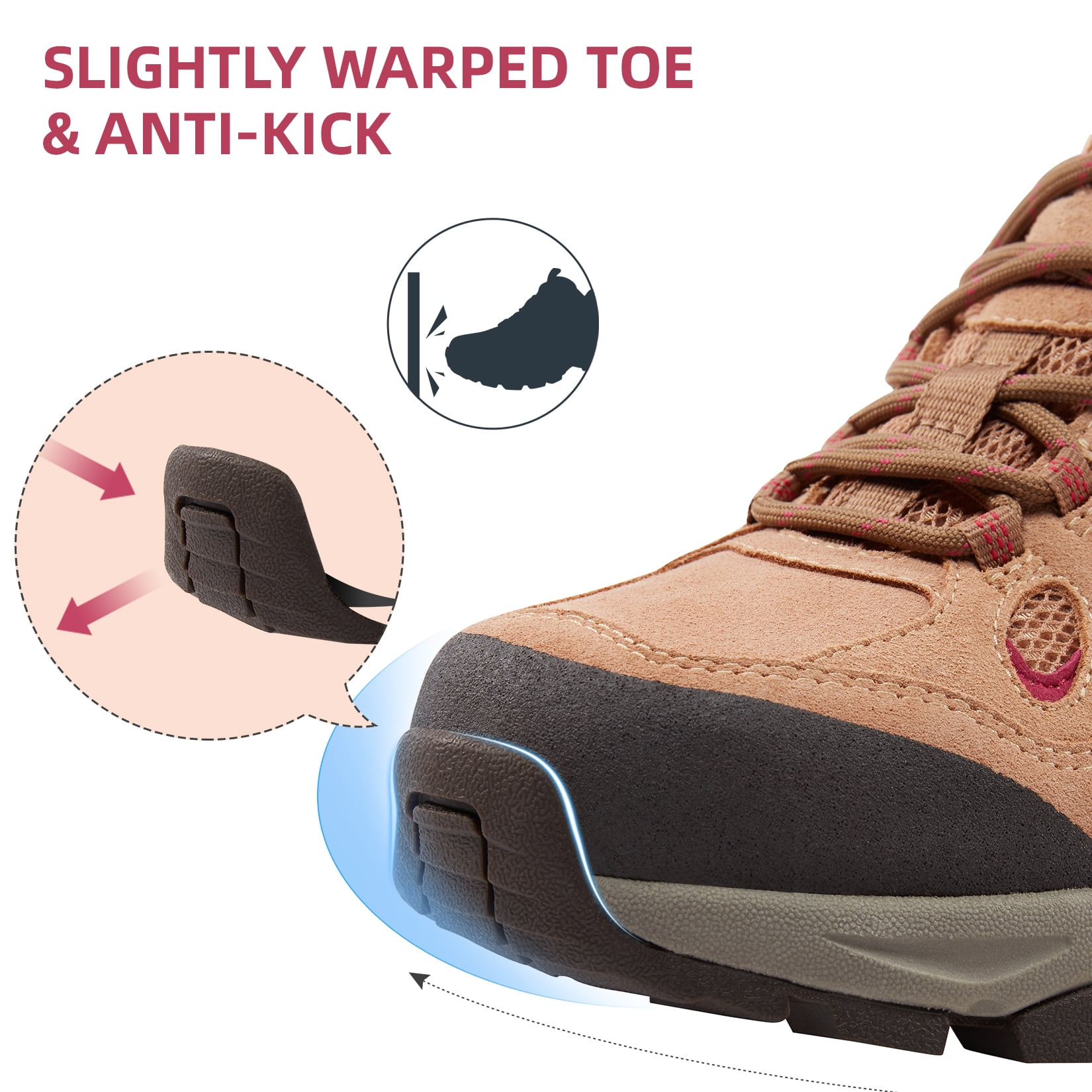 CAMEL CROWN Women's Hiking Shoes Outdoor Leather Breathable Lightweight Sneaker Low Cut for Walking Trekking