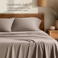 thumbnail image 4 of Bare Home Bamboo Sheet Set - Made from Rayon Fibers - Deep Pockets - 4 Piece - Split Head Flex King, Taupe, 4 of 10