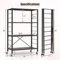 thumbnail image 3 of Gymax 2 PCS 4-tier Foldable Storage Shelf w/ Lockable Wheels Home Shelving Unit for Tool Room, 3 of 10