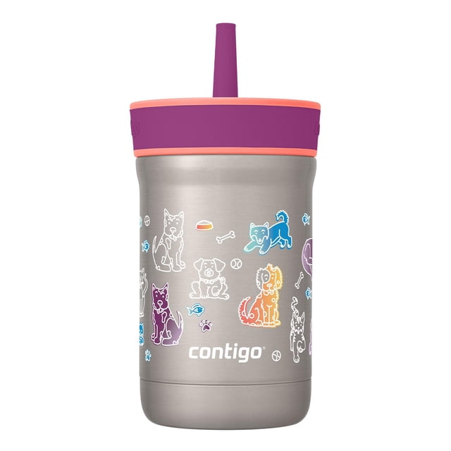 Termo Botella 12oz Para Niños Con Popote Acero Inox Leighton coral Estándar