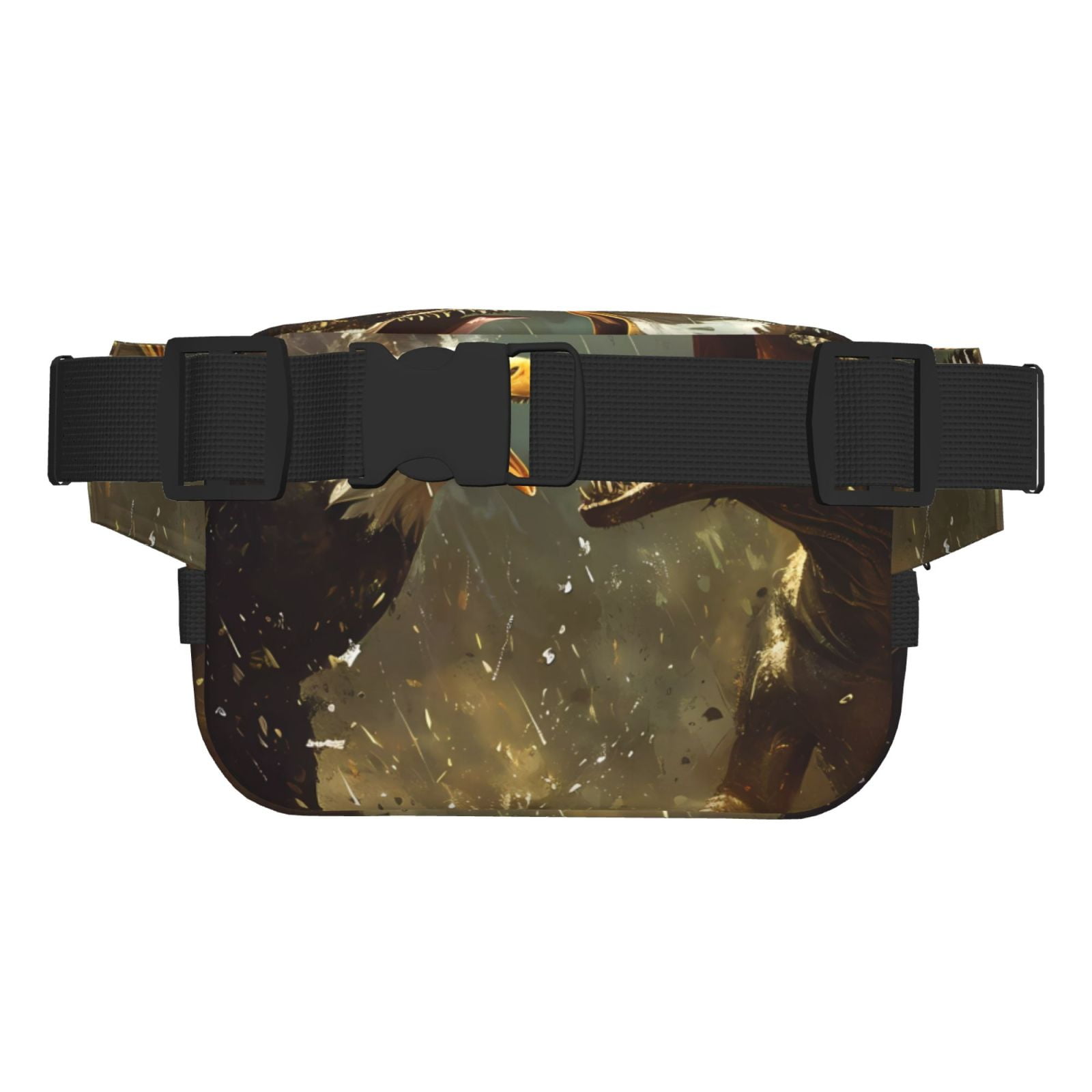 Kdxio Dinosaur Bald Eagle Crossbody Double Layer Waist Bag Belt Bag for Unisex Fanny Pack Fashion Waist Packs for Hiking Running Shopping Traveling