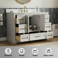 thumbnail image 5 of Deluxe Living 48" Bathroom Vanity with Marble Top, Fully-Assembled vanity with Ceramic Sink,Solid Wood Frame,Greige White, 5 of 9