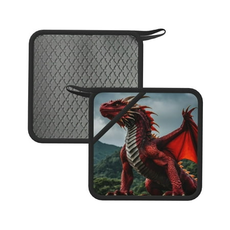 

Matuu Majestic Red Dragon for Square Silicone Anti-hot Pad for Kitchen Potholders Hot Dishers Spoon Holder