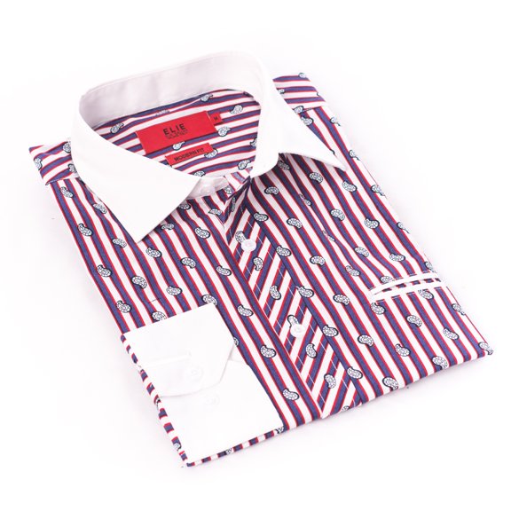 Elie Balleh Red Paisley & Strips Men Button Down Shirt