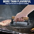 thumbnail image 3 of CHEFSPOT 7" Preseasoned Cast Iron Burger Press with Stay-Cool Wood Handle, Ridged Surface, 3 of 7