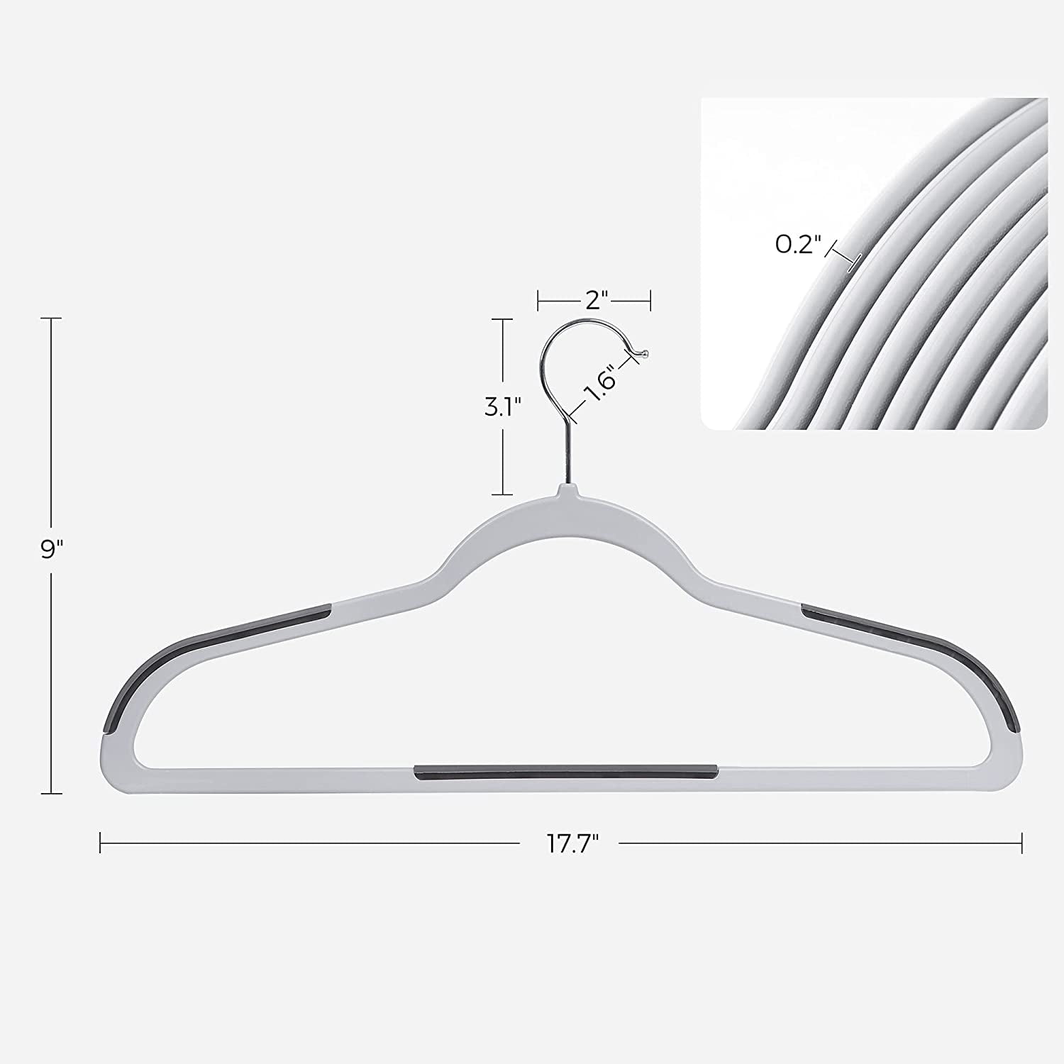 50 Pack Clothes Hangers Plastic Coat Hangers Non-Slip 360° Swivel Hook Space-Saving Light Gray and Dark Gray