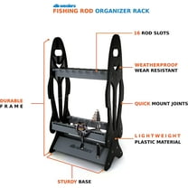 Vertical Fishing Rod Holder - 16-Pole Storage for Garage, Camper & Boat -  & Weatherproof Tool Organizer